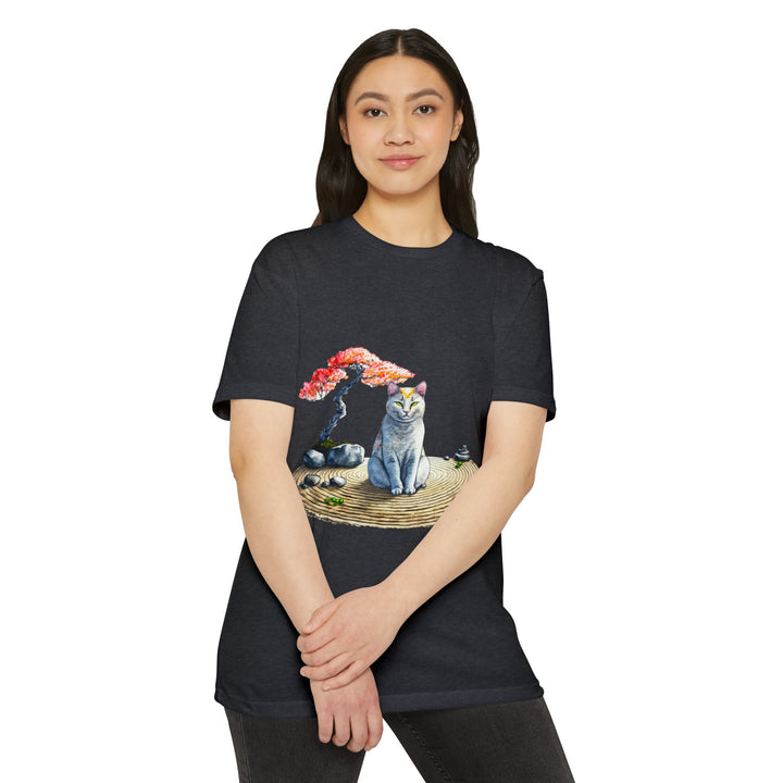 Peaceful Zen Garden Cat Shirt - Serene Feline Art Design