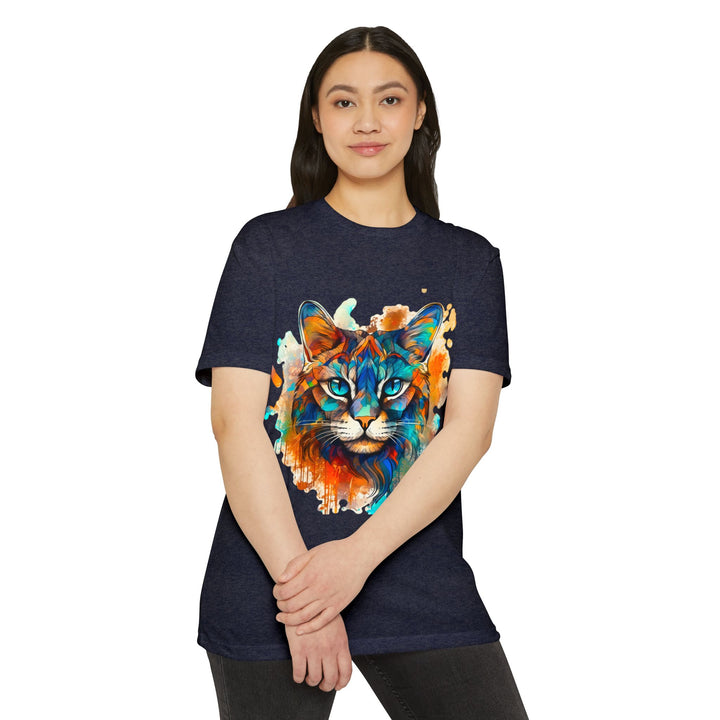 Vibrant Abstract Cat Shirt - Majestic Feline Art