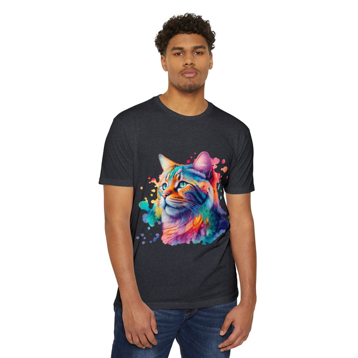 Vibrant Feline Elegance Shirt - Watercolor Cat Art