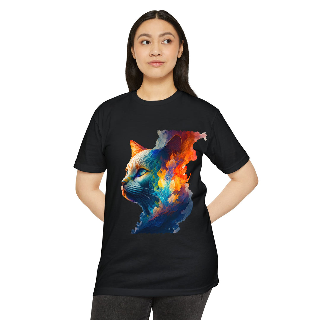 Ethereal Feline Majesty Art Top - Mystical Cat Design