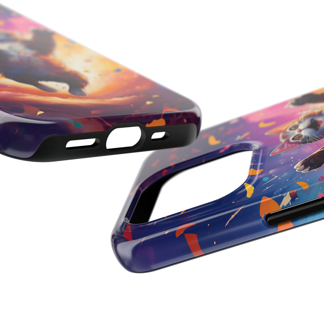 Celebration Cat Tough Phone Case – Bold Protection with a Burst of Fun