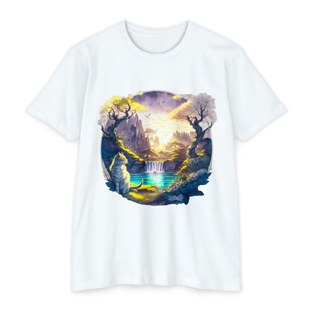 Mystical Realm Cat Top- Unisex Fantasy Landscape T-Shirt