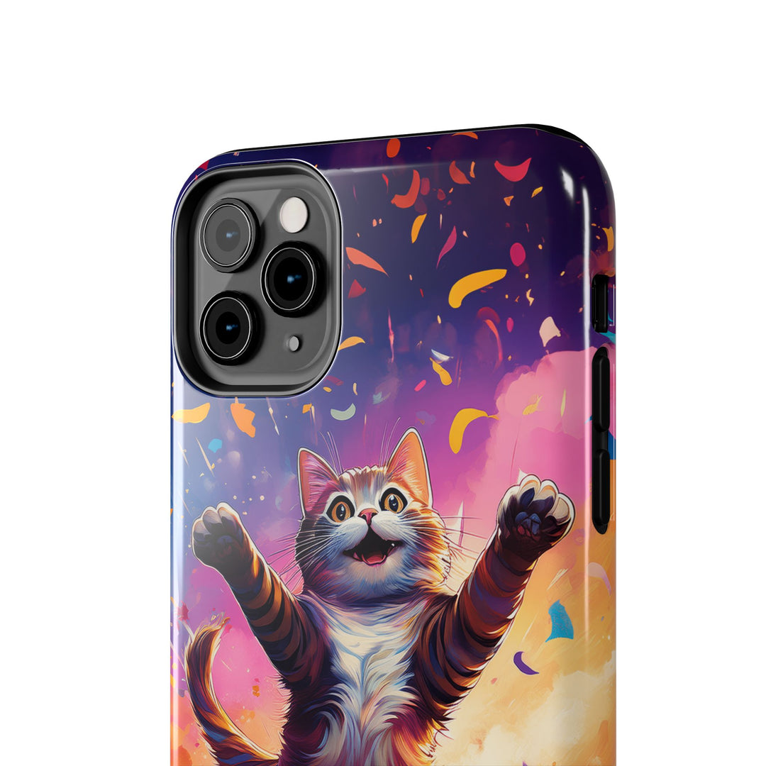 Celebration Cat Tough Phone Case – Bold Protection with a Burst of Fun