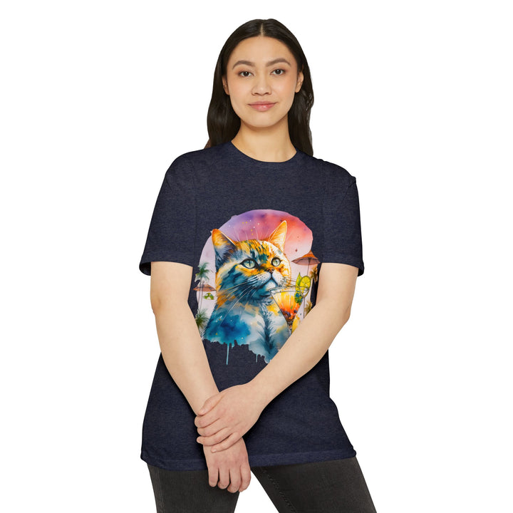 Tropical Feline Bliss Art Top - Vacation Vibes Cat Design