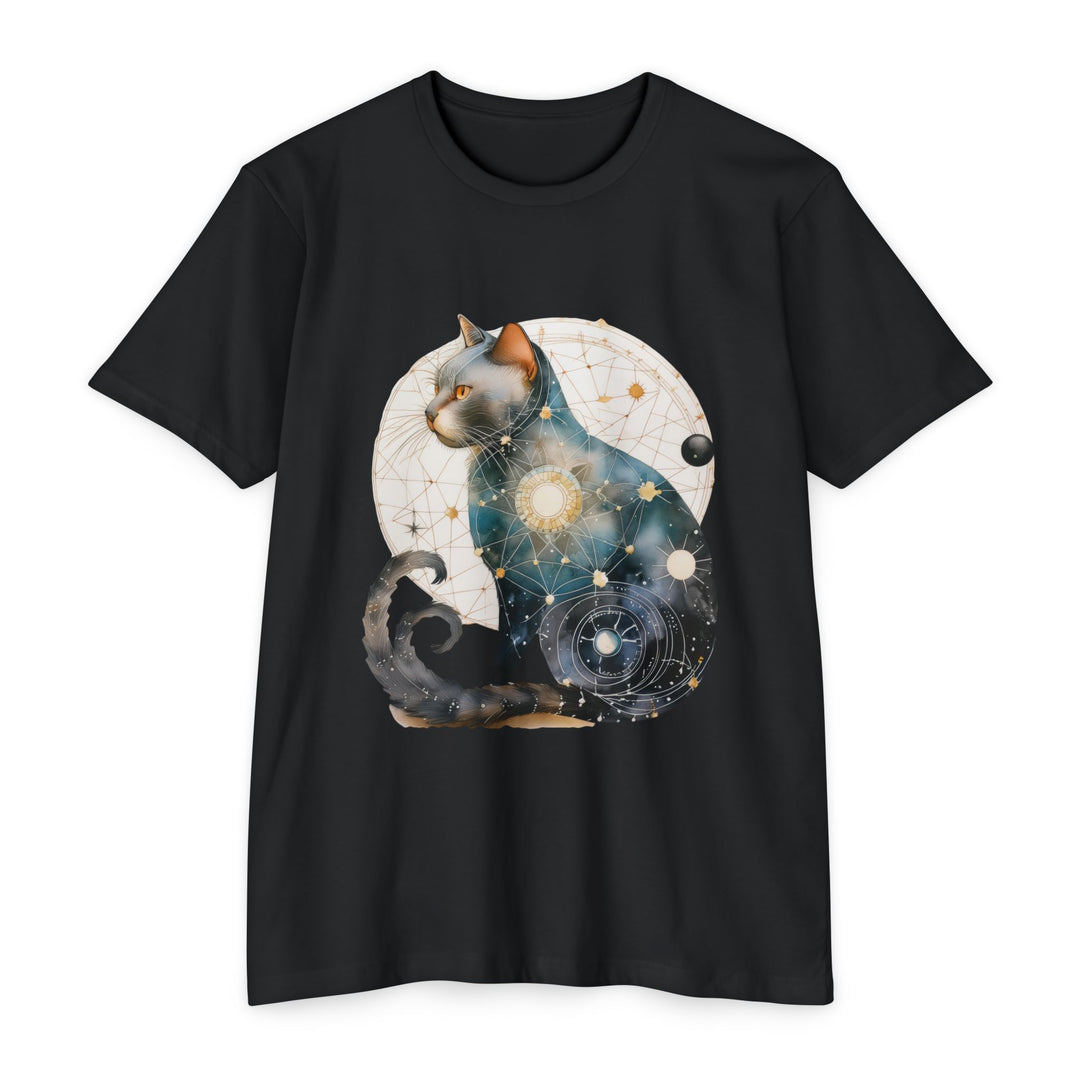 Cosmic Feline Elegance Top - Celestial Cat Art