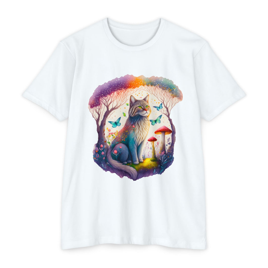 Mystical Cat in Enchanted Forest Top - Whimsical Feline Art