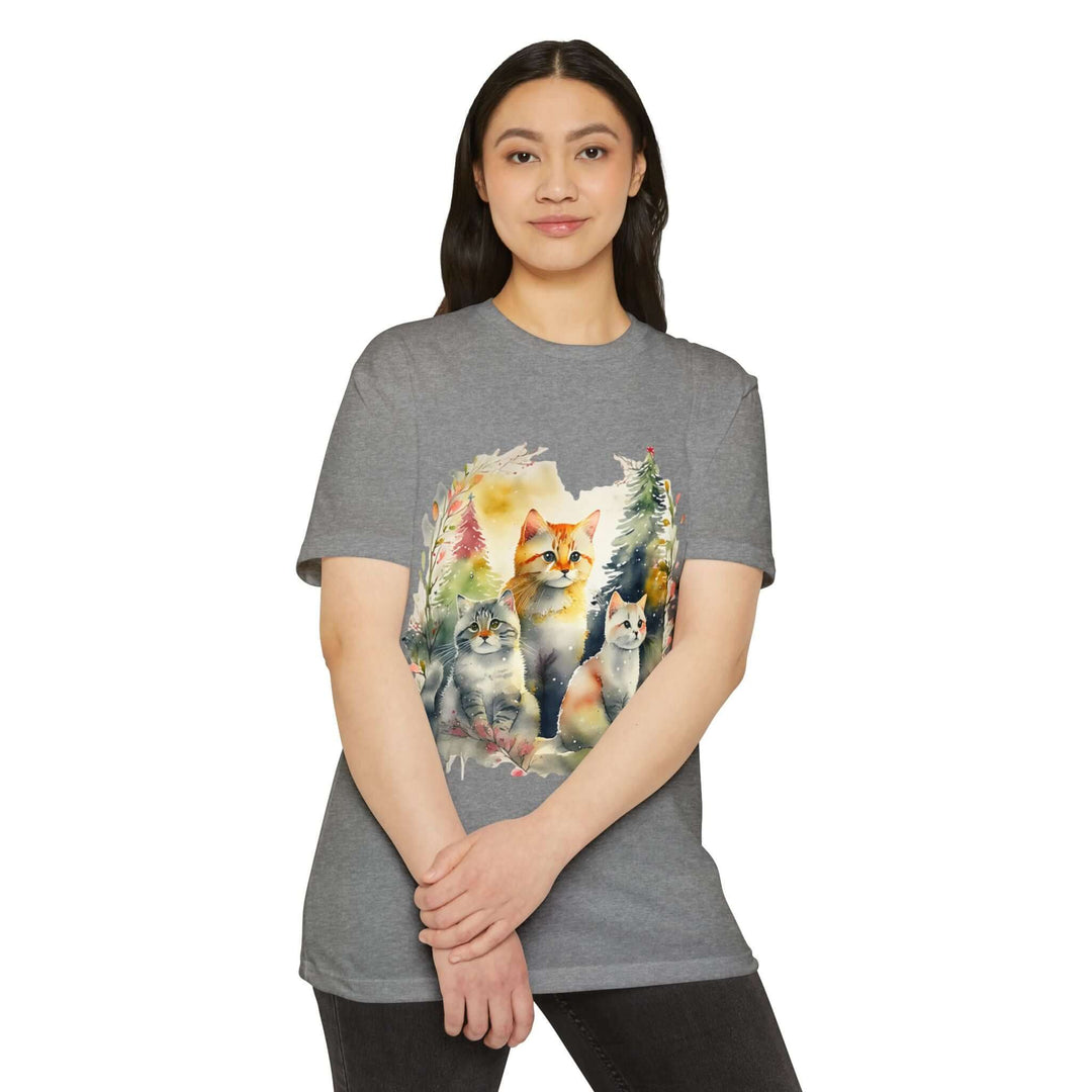 Forest Whispers Cat Top - Unisex Nature-Inspired Watercolor T-Shirt