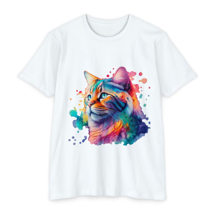 Vibrant Feline Elegance Shirt - Watercolor Cat Art