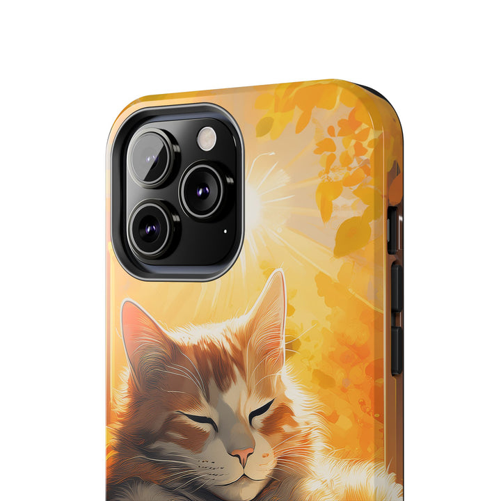 Sunlit Cat Tough Phone Case – Warmth and Protection in One