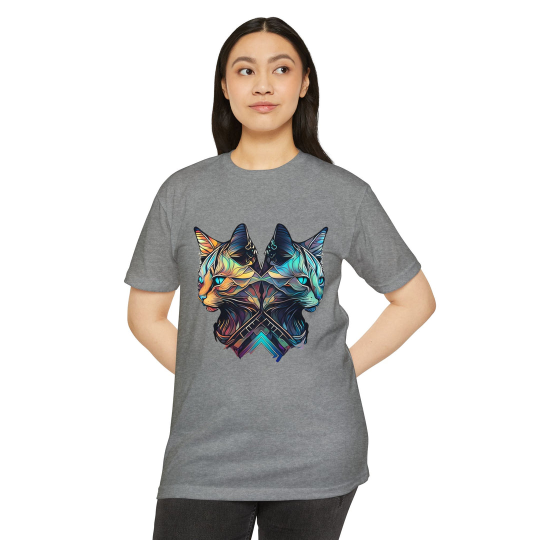 Dual Cat Fusion Art Top - Vibrant Unisex Apparel