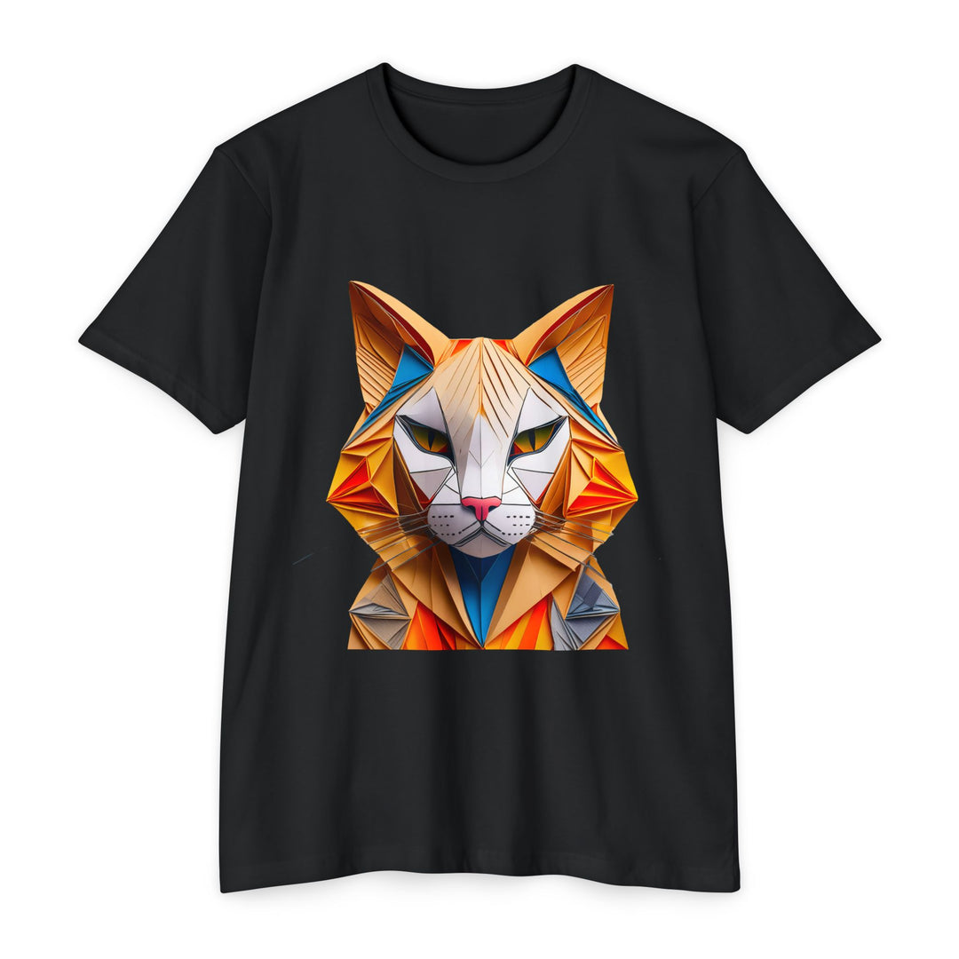 Geometric Feline T-Shirt - Modern Cat Art