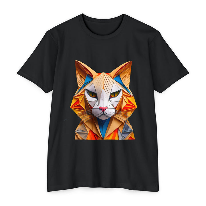 Geometric Feline T-Shirt - Modern Cat Art