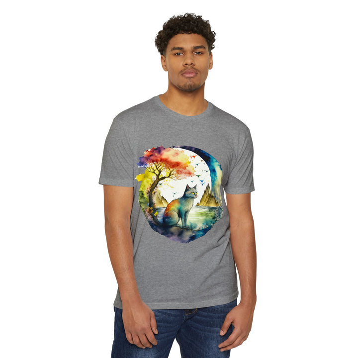 Tranquil Feline Oasis Top - Unisex Watercolor Nature T-Shirt