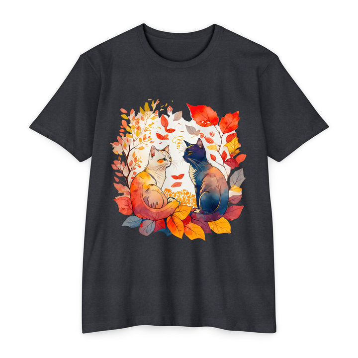 Autumn Whispers Cats Top - Unisex Fall Foliage T-Shirt