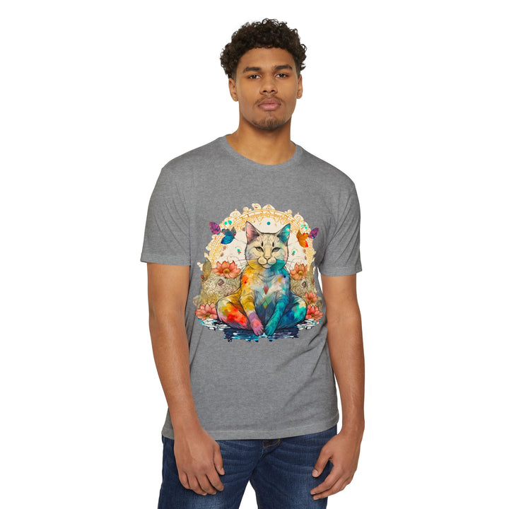 Rainbow Zen Cat T-Shirt - Colorful Meditation