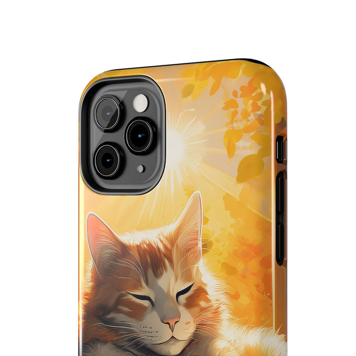 Sunlit Cat Tough Phone Case – Warmth and Protection in One