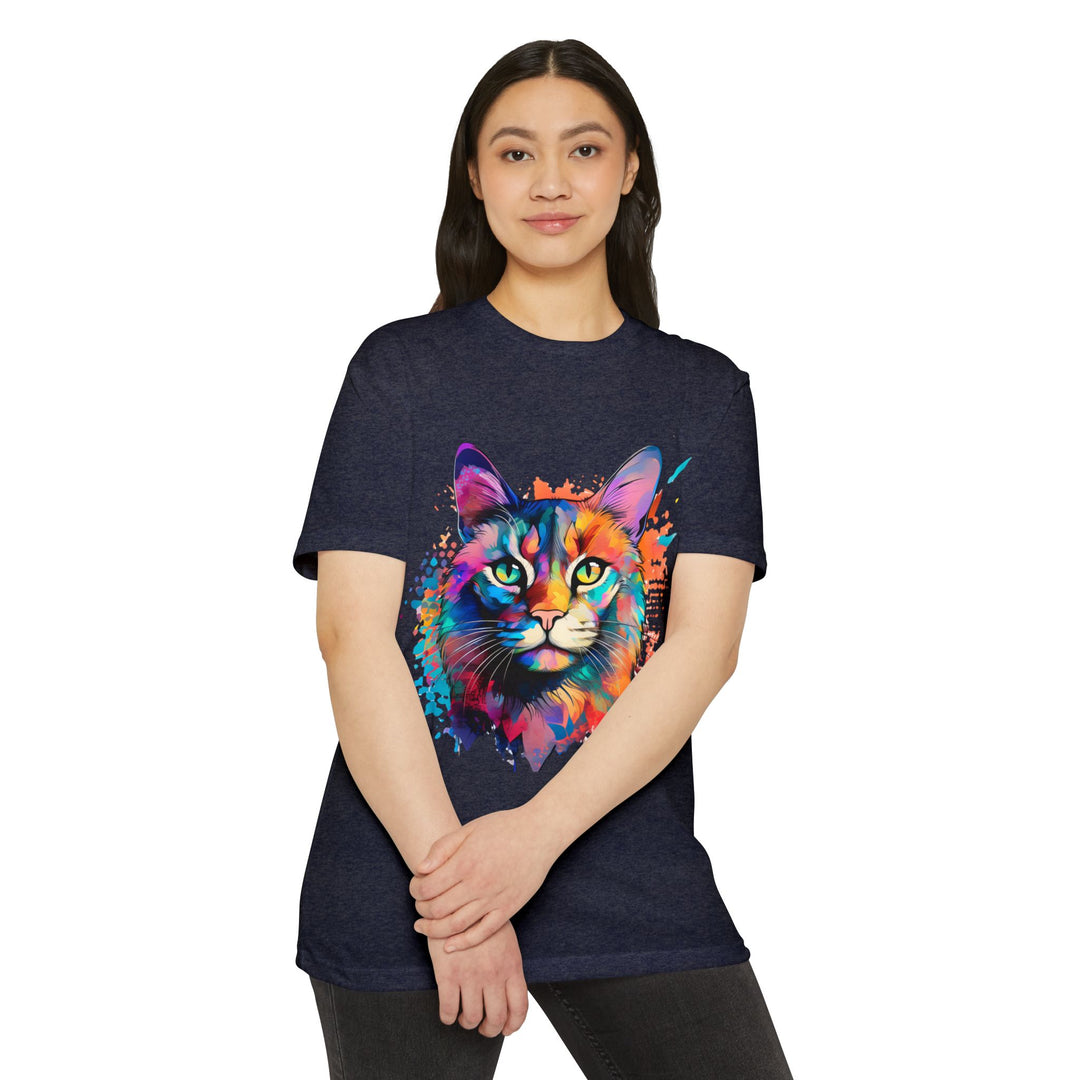 Colorful Cat Portrait Shirt - Abstract Feline Art