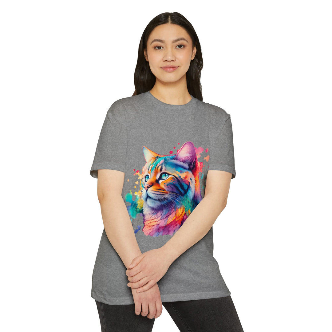 Vibrant Feline Elegance Shirt - Watercolor Cat Art