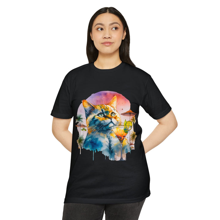 Tropical Feline Bliss Art Top - Vacation Vibes Cat Design