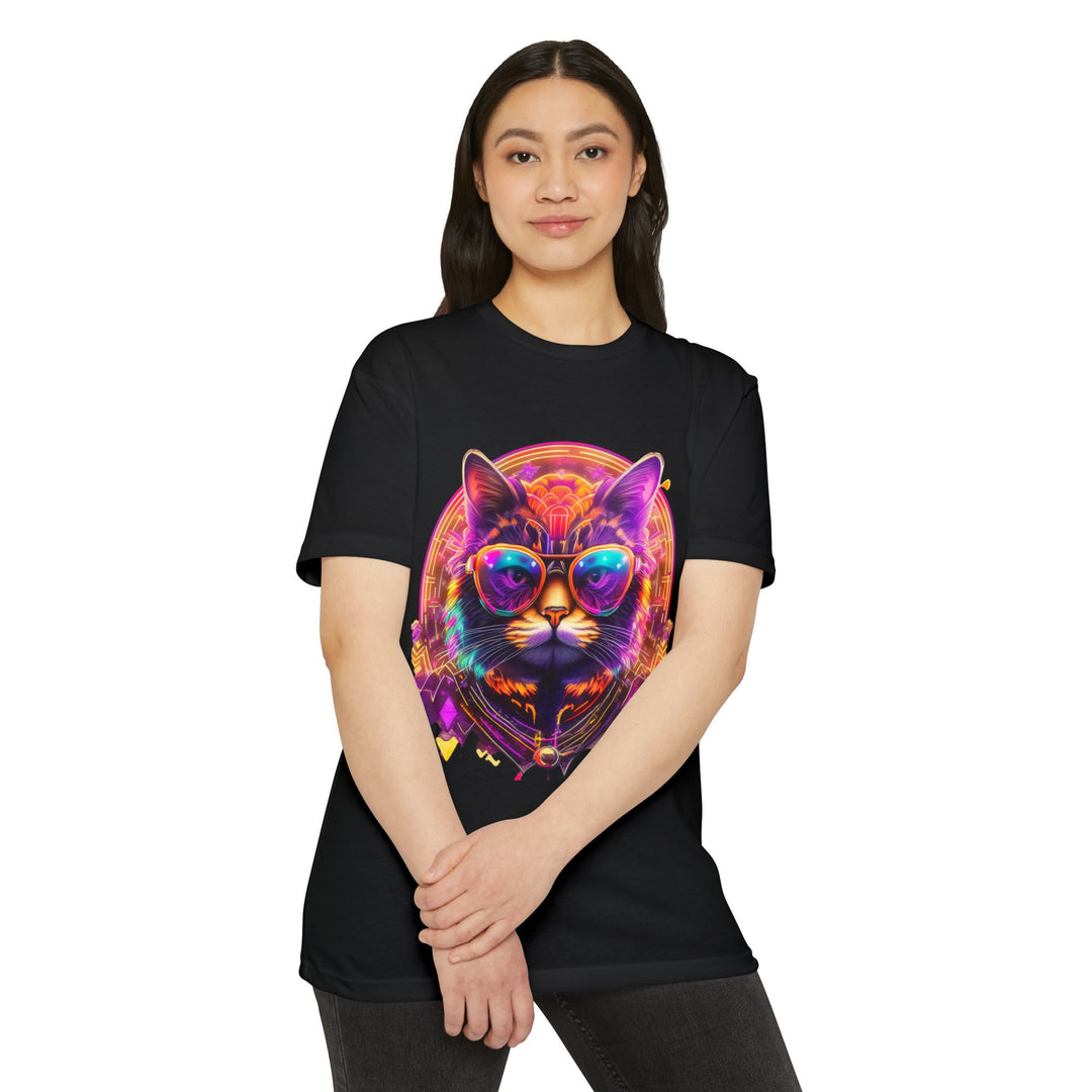 Cosmic Vibes Cat Top - Unisex Retro-Futuristic T-Shirt