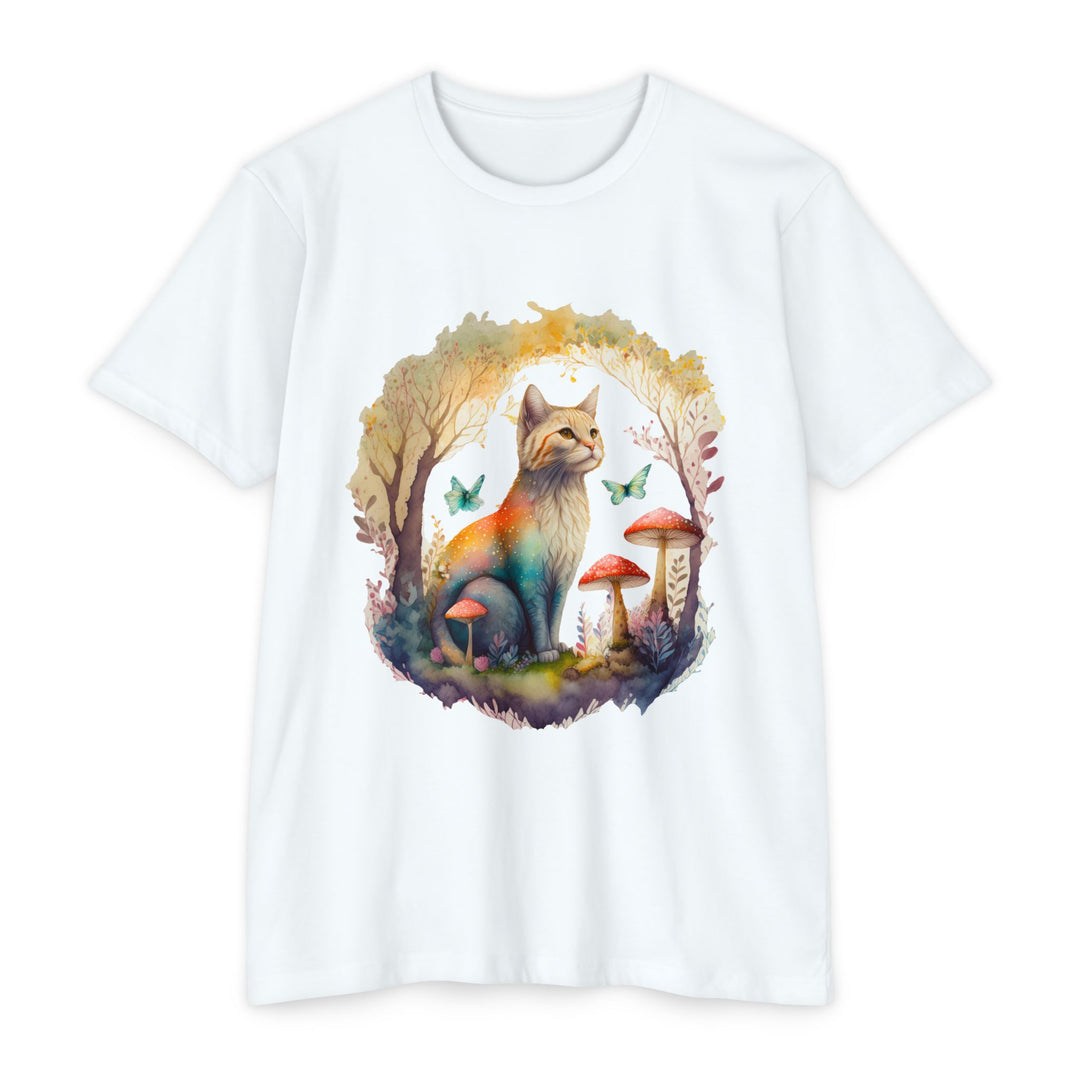 Mystical Woodland Feline Top - Enchanted Cat Art