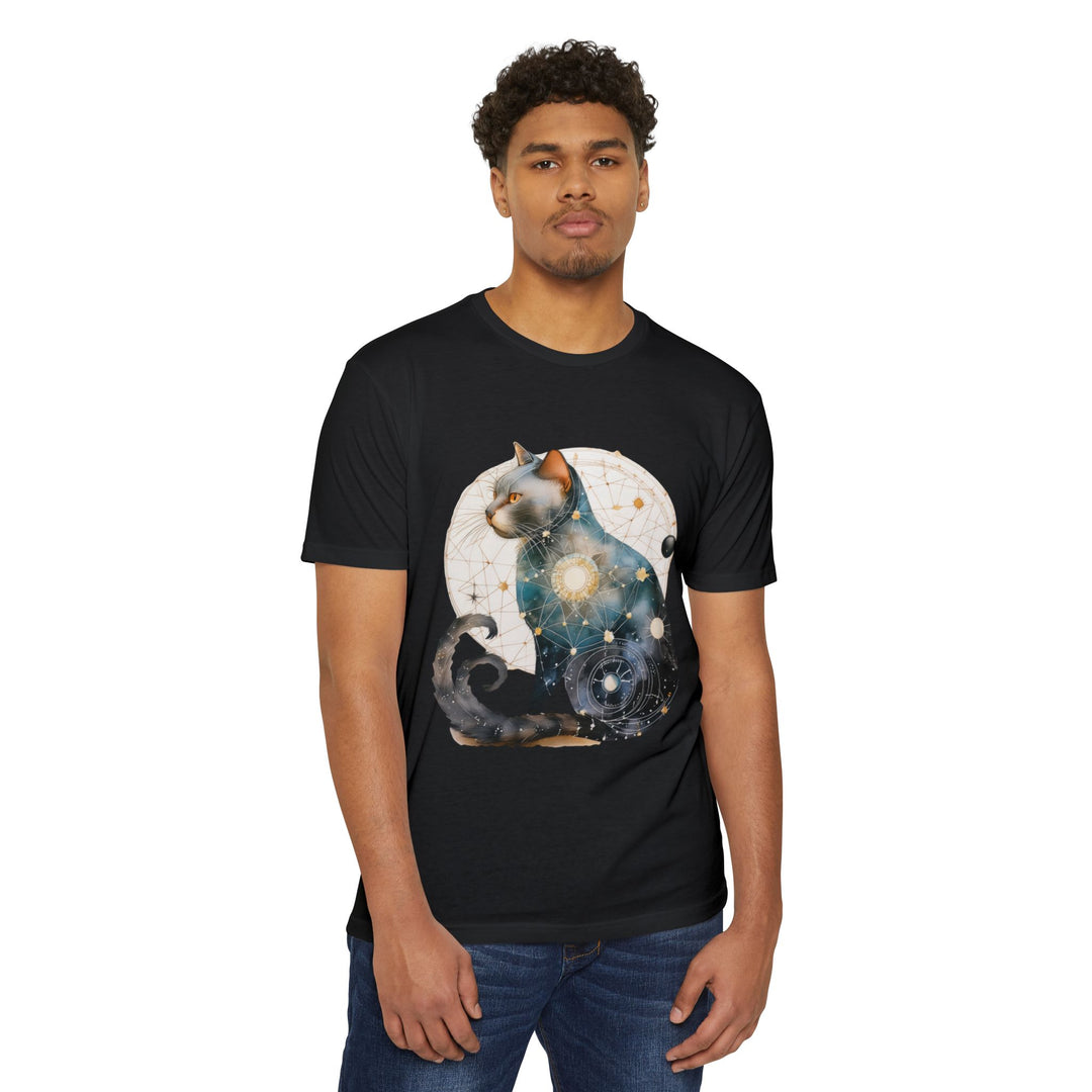 Cosmic Feline Elegance Top - Celestial Cat Art