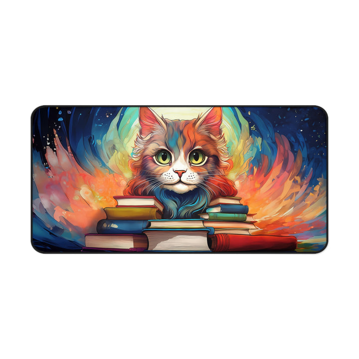 Bookworm Cat Desk Mat – Fuel Your Creativity in Style