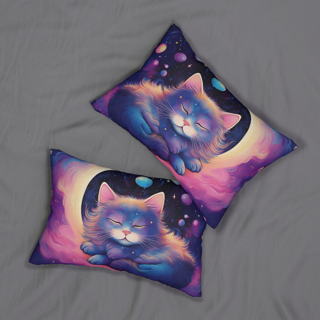 Celestial Dream Cat Lumbar Pillow – Drift into Cosmic Comfort