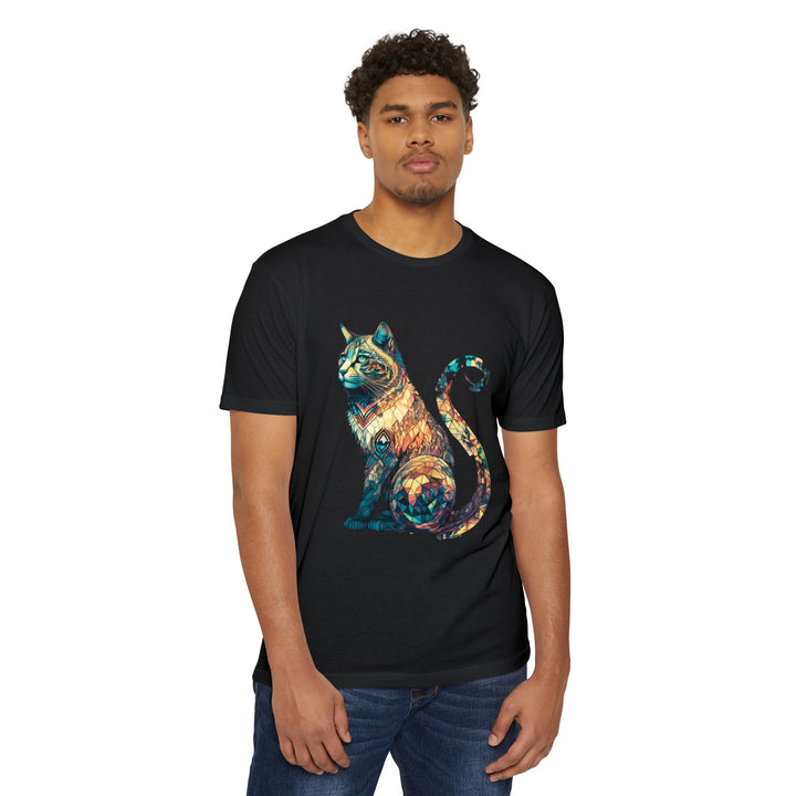 Geometric Feline Majesty Top - Stylish Unisex T-Shirt