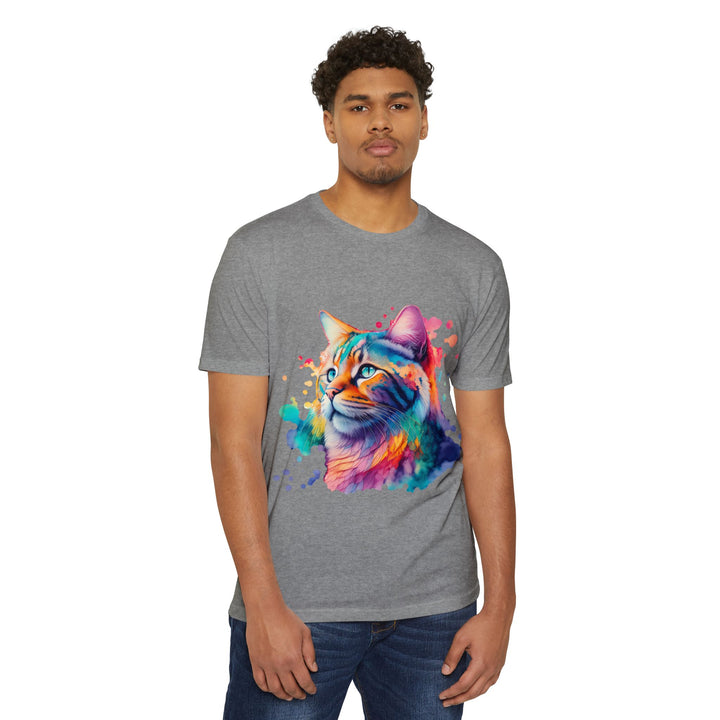 Vibrant Feline Elegance Shirt - Watercolor Cat Art