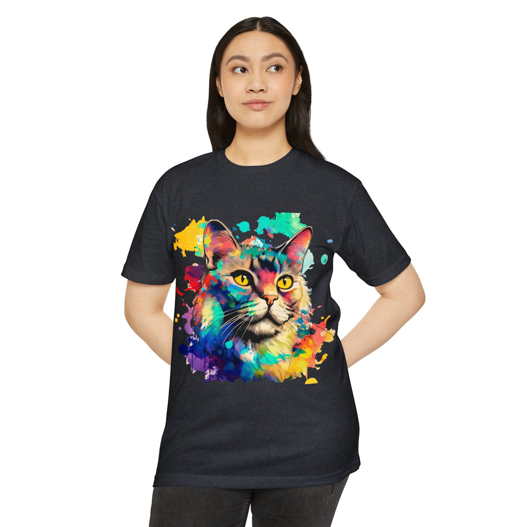 Prismatic Cat T-Shirt - Vivid Feline Art