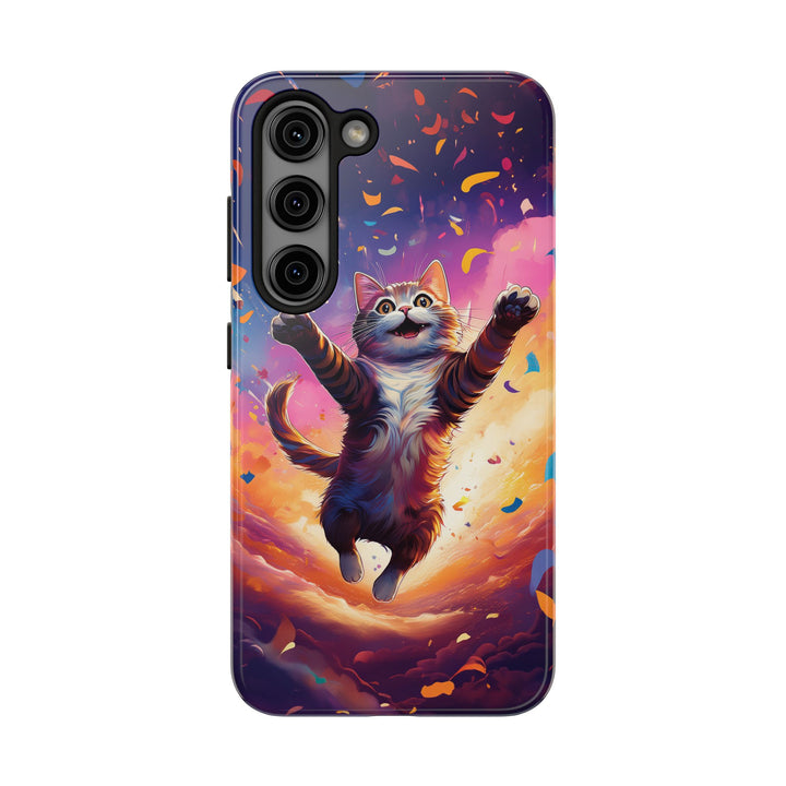 Celebration Cat Tough Phone Case – Bold Protection with a Burst of Fun