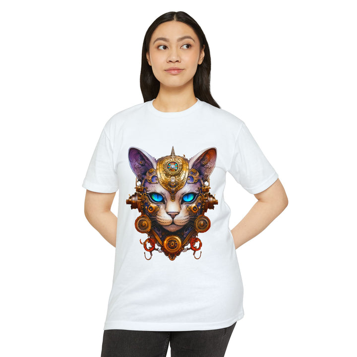 Steampunk Feline Majesty Top - Mechanical Cat Artistry