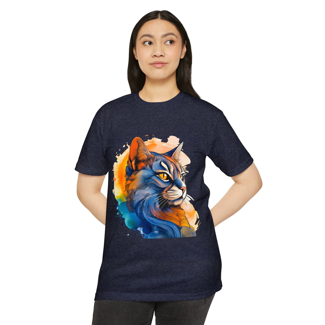 Sunset Gaze Cat Top - Unisex Vivid Portrait T-Shirt