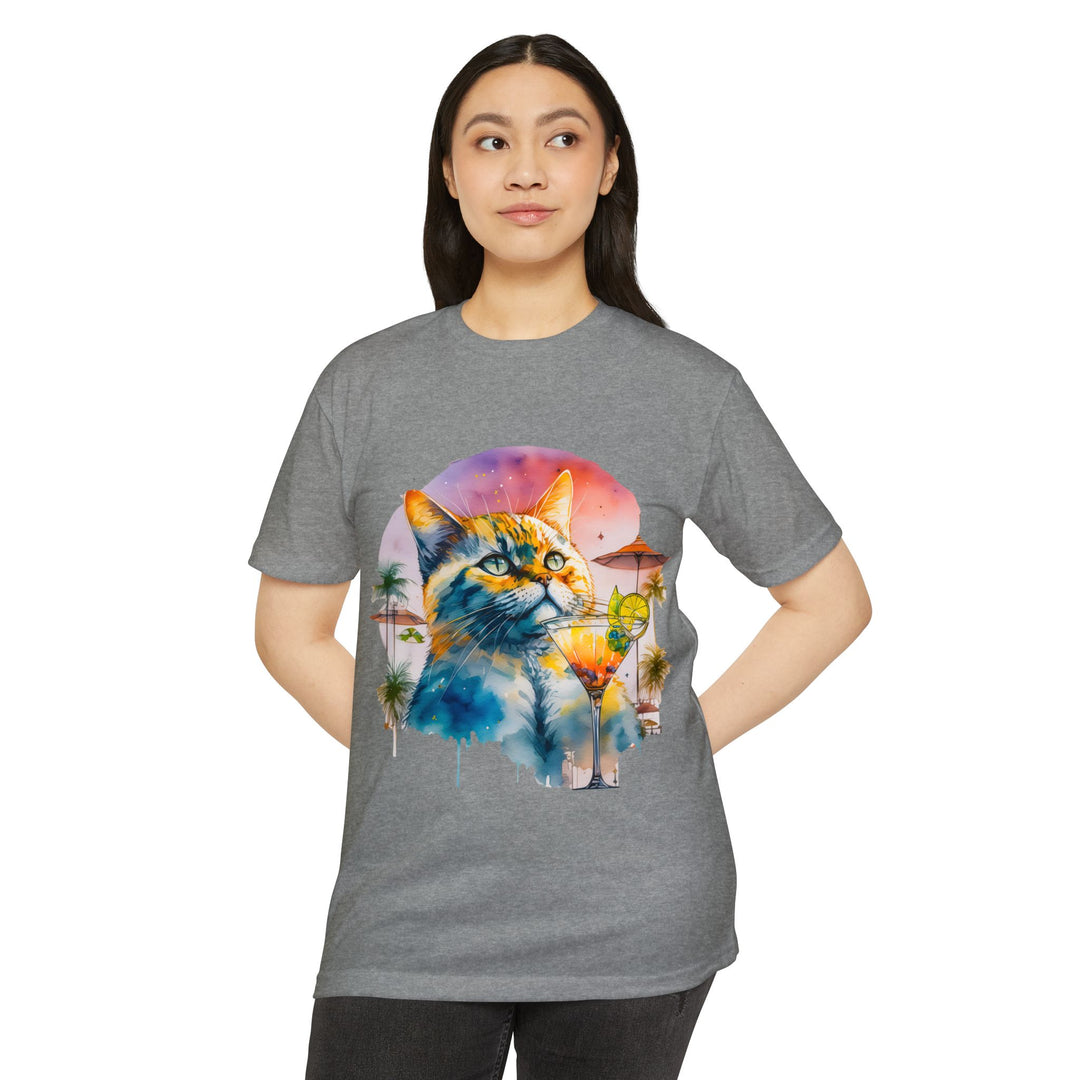 Tropical Feline Bliss Art Top - Vacation Vibes Cat Design