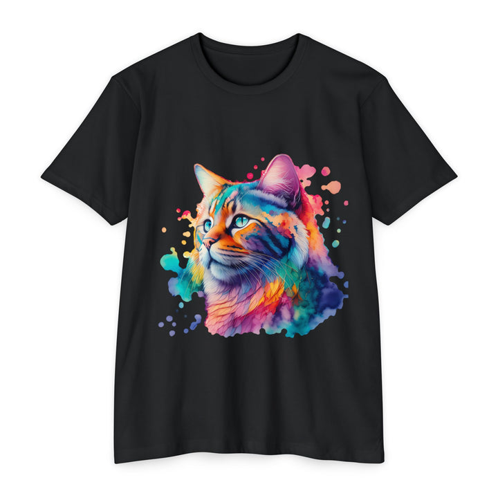 Vibrant Feline Elegance Shirt - Watercolor Cat Art