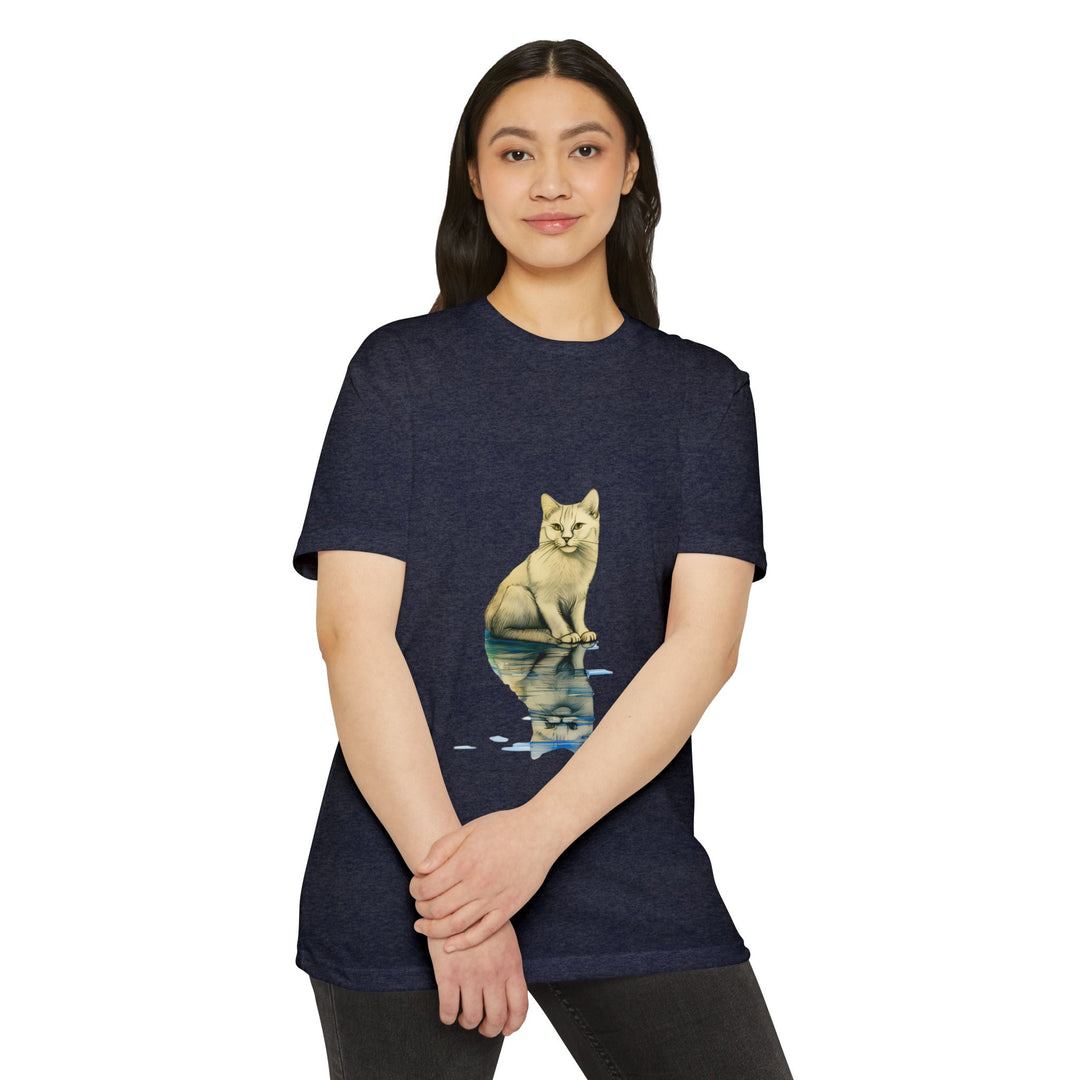 Reflective Feline T-Shirt - Subtle Cat Art