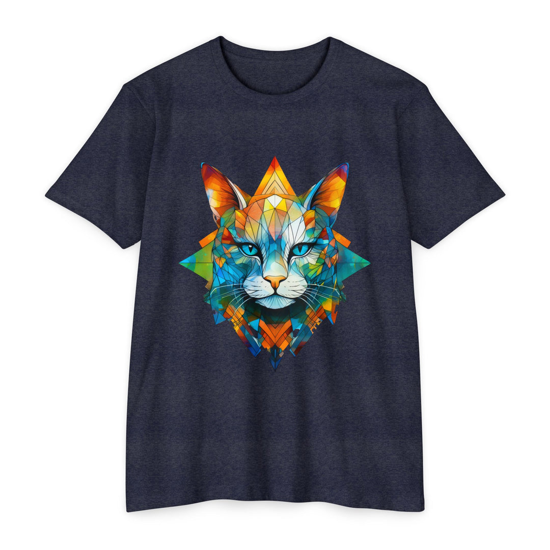 Geometric Prism Cat Top - Unisex Artistic Expression T-Shirt