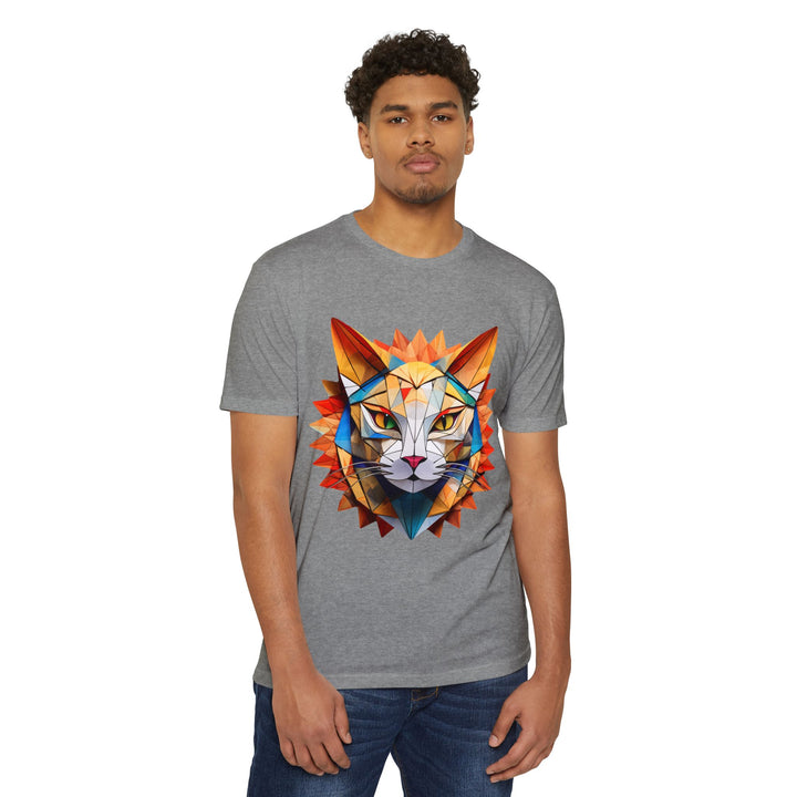 Geometric Feline T-Shirt - Modern Cat Art