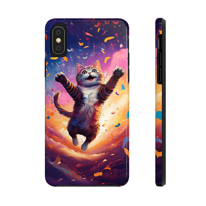 Celebration Cat Tough Phone Case – Bold Protection with a Burst of Fun