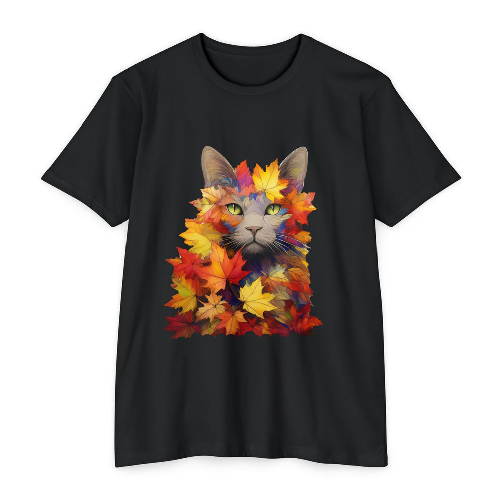 Autumnal Elegance Top - Mystical Feline in Fall Foliage