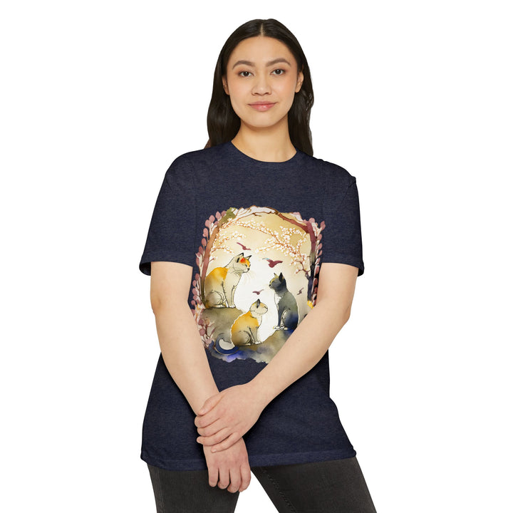 Whimsical Garden Cat Top - Unisex Watercolor Nature T-Shirt