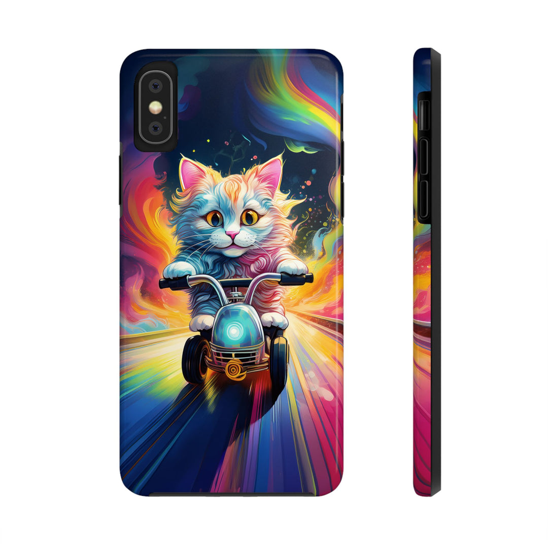 Motorbike Cat Tough Phone Case – Bold Protection with a Dash of Adventure