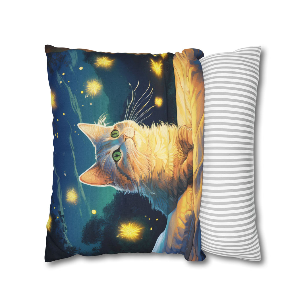 Enchanted Firefly Night: Cozy Cat Pillowcase for a Magical Glow