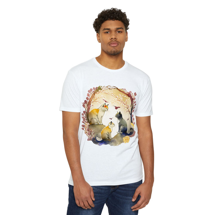 Whimsical Garden Cat Top - Unisex Watercolor Nature T-Shirt