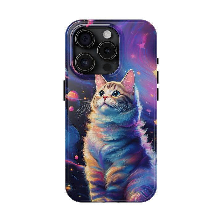 Cosmic Cat Tough Phone Case – Stellar Protection for Your Device