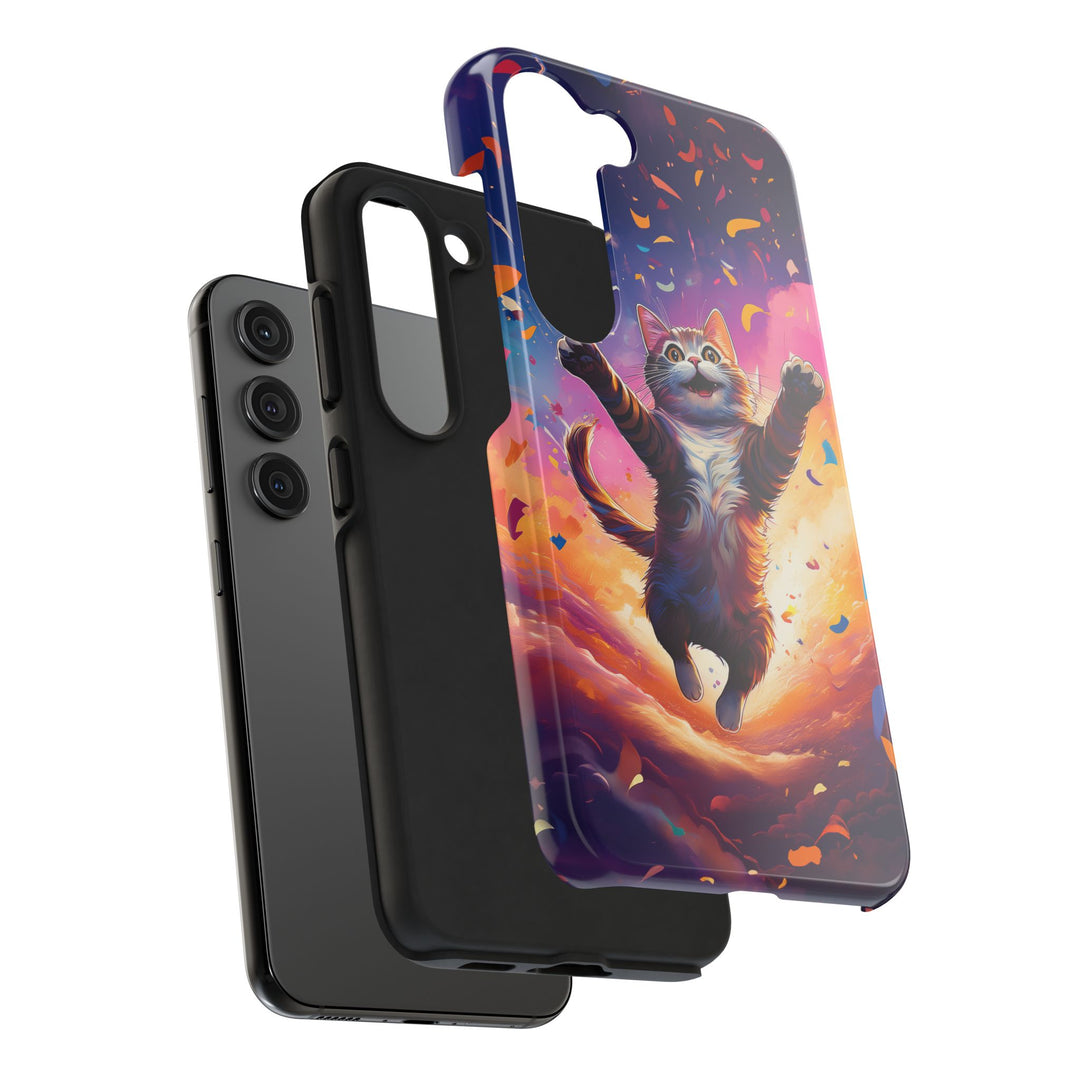 Celebration Cat Tough Phone Case – Bold Protection with a Burst of Fun