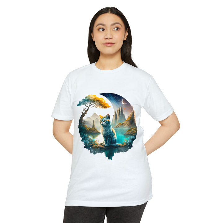 Celestial Watch Cat Top - Unisex Mystical Scenery T-Shirt