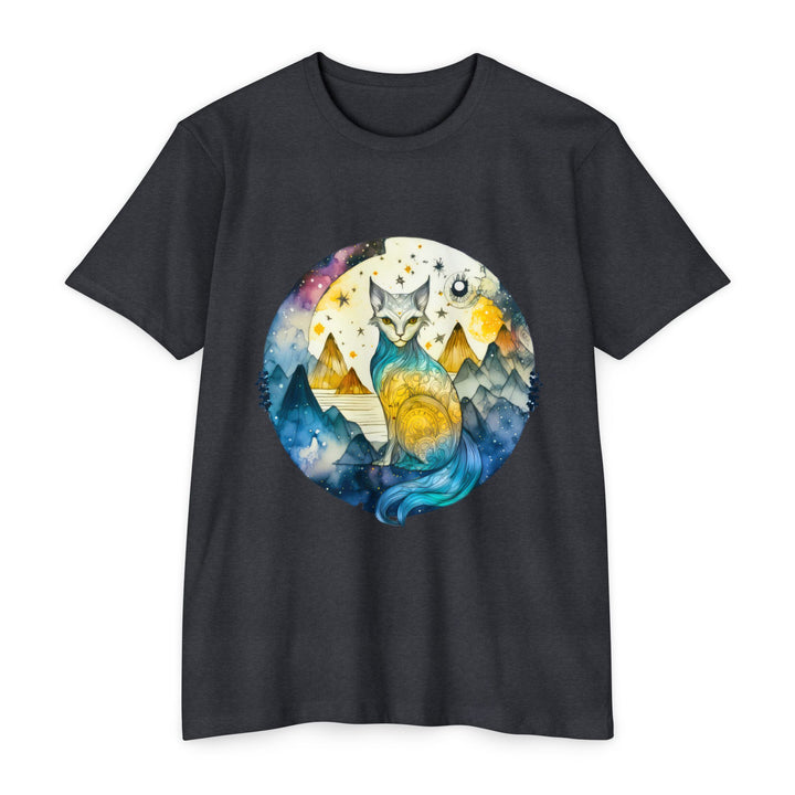 Mystical Moon Cat Top - Unisex Celestial Journey T-Shirt