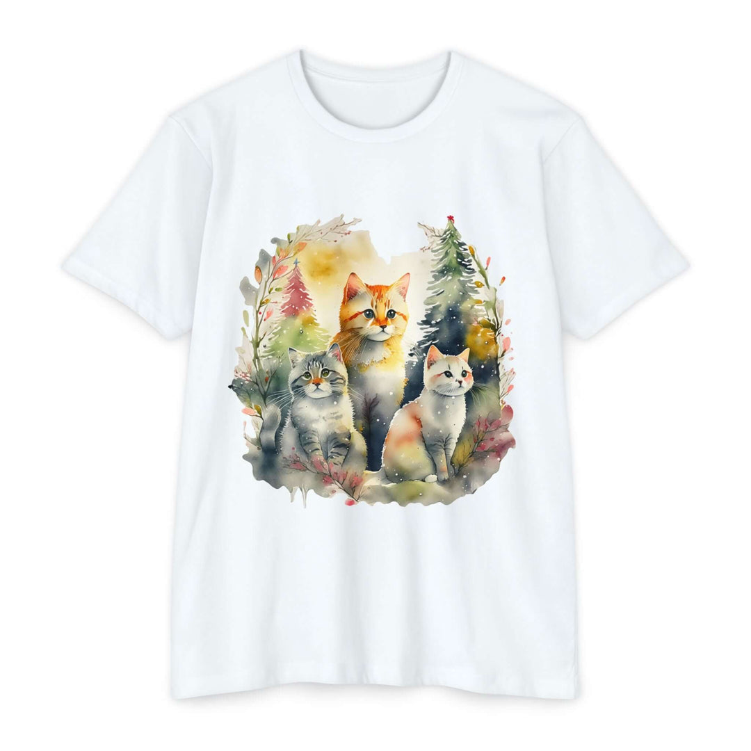 Forest Whispers Cat Top - Unisex Nature-Inspired Watercolor T-Shirt